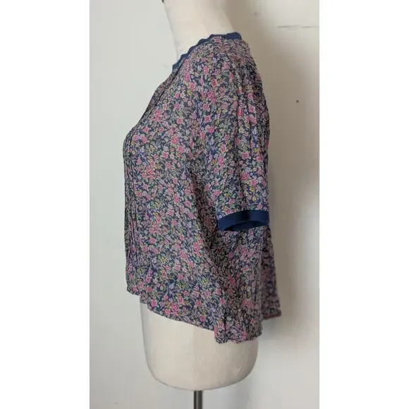 Dainty Vintage Inspired 100% silk pullover Soft Girl Top Small - Picture 5 of 9